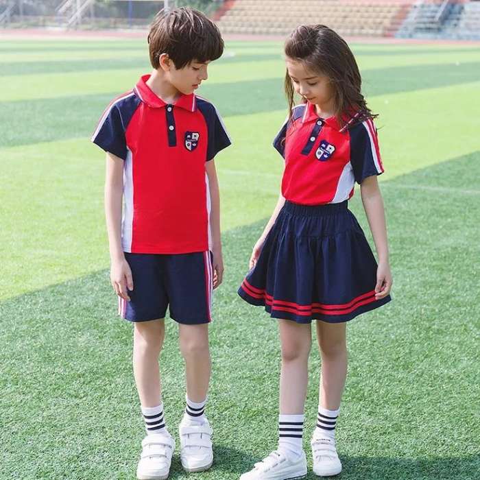 Mẫu áo polo đồng phục tiểu học màu đỏ