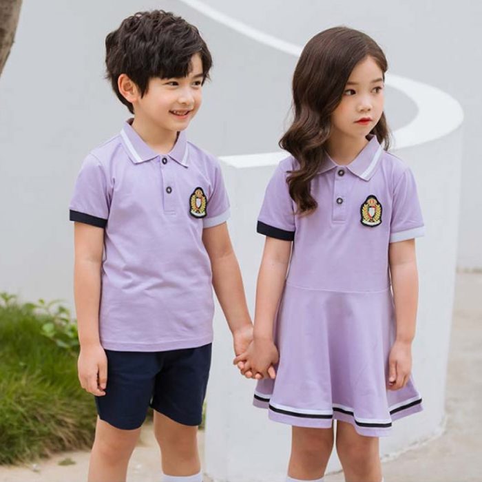 Mẫu áo polo đồng phục tiểu học màu tím nổi bật - ảnh 3