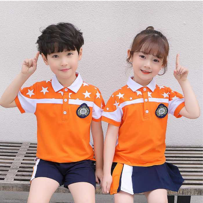 Áo polo ngắn tay đồng phục học sinh cấp 1 màu cam