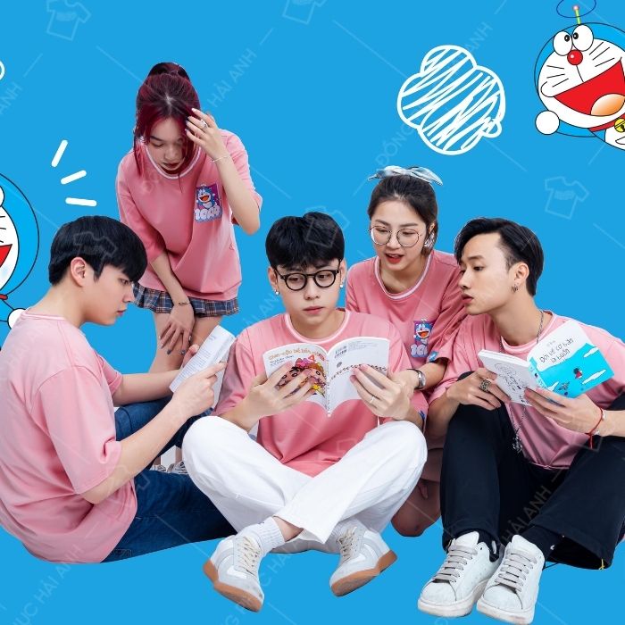 Mẫu Áo Simple Lớp Doraemon màu hồng dễ thương - ảnh 2
