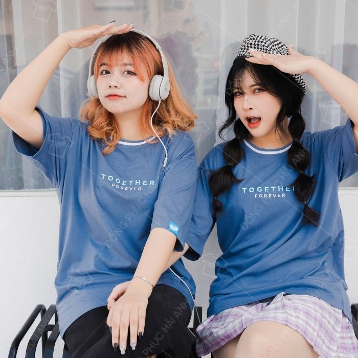 Mẫu Áo Simple Lớp Together Forever màu xanh thanh lịch