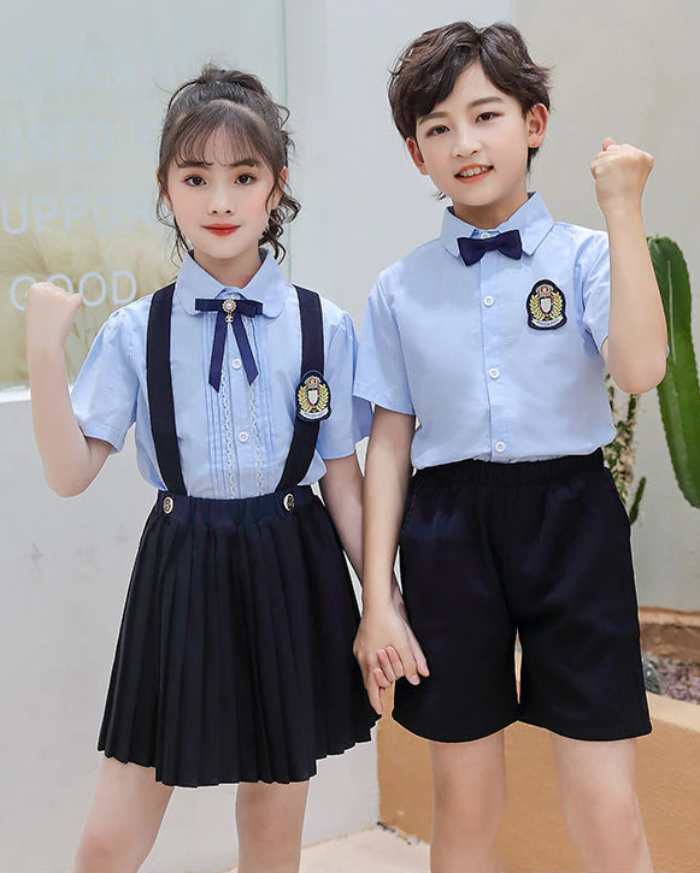 Áo sơ mi đồng phục học sinh cấp 1 màu xanh thanh lịch - ảnh 3