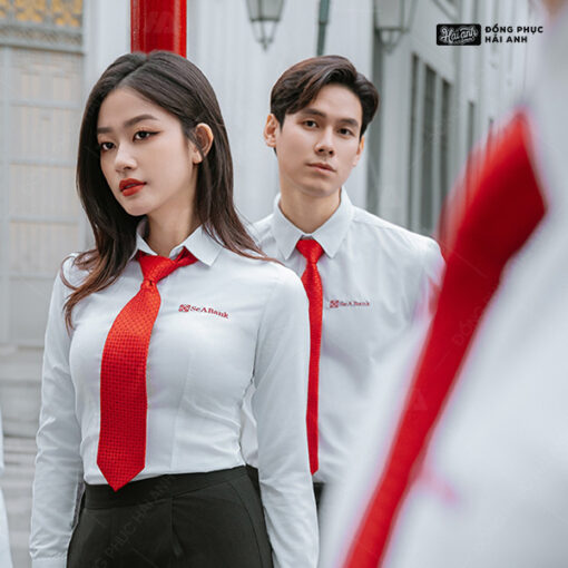 Áo Sơ Mi Đồng Phục Màu Trắng Đỏ SeABank - ảnh 4