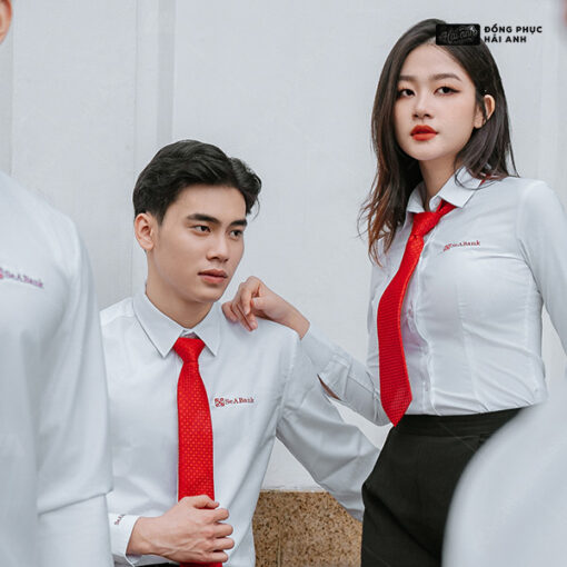 Áo Sơ Mi Đồng Phục Màu Trắng Đỏ SeABank - ảnh 3