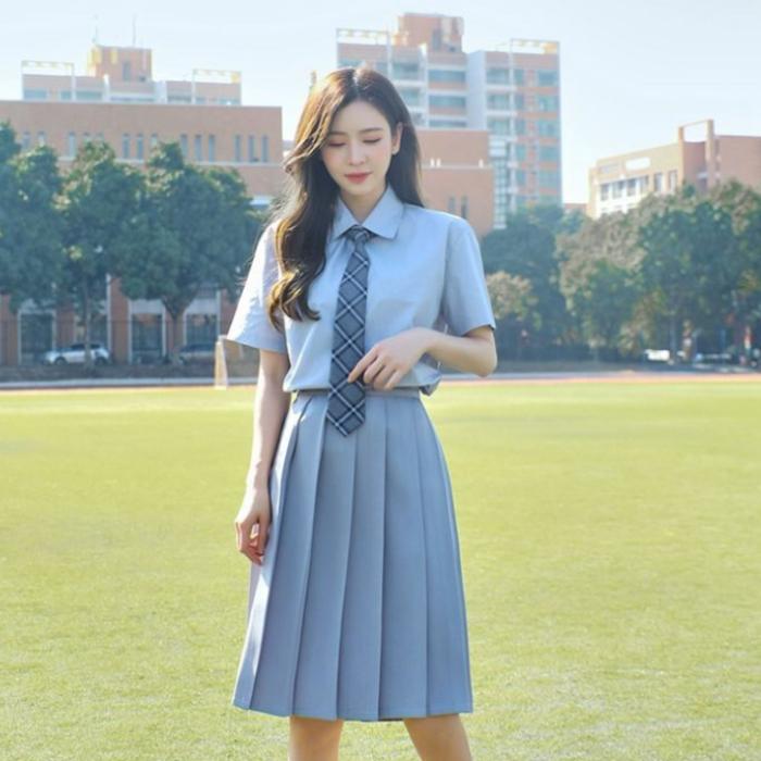 Mẫu áo sơ mi màu xanh đồng phục học sinh cấp 3 đẹp - ảnh 2