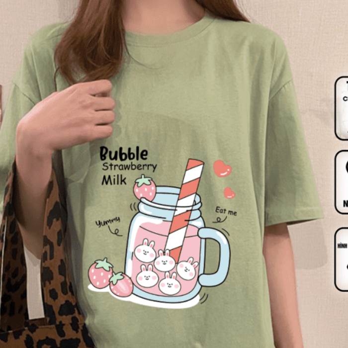Mẫu áo thun bubble strawberry milk hiện đại, style cool ngầu - ảnh 4