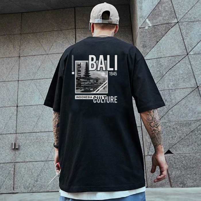 Mẫu áo thun hình đảo Bali Indonesia màu đen thời thượng