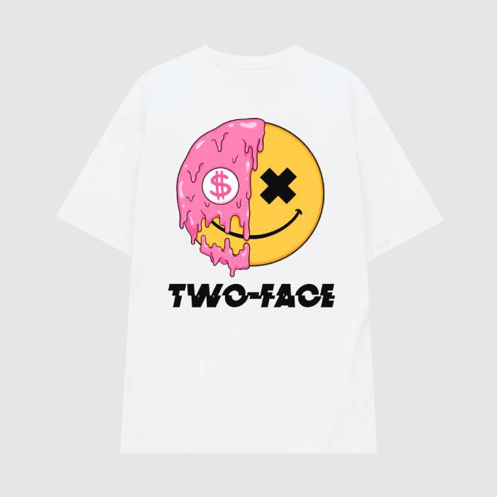 Mẫu áo thun in chữ Two Face màu trắng