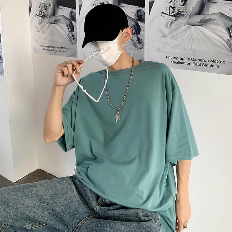 Kiểu dáng mẫu áo phông màu xanh vỏ đậu giá sỉ 99K chuẩn chất