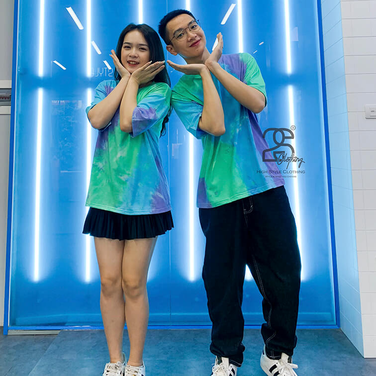 Áo thun tie dye xanh đậm giá sỉ chỉ 49K