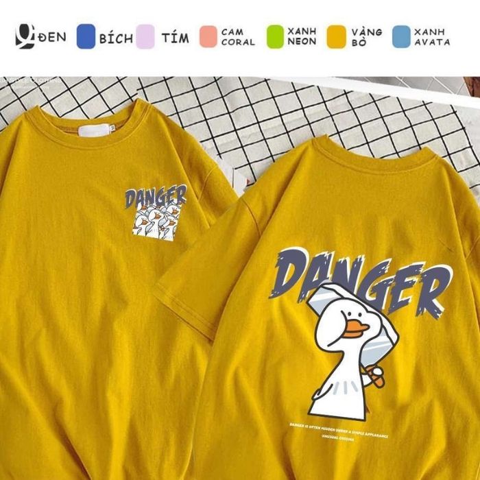 Áo thun unisex hình vịt danger siêu chất – siêu xì teen dành cho GenZ