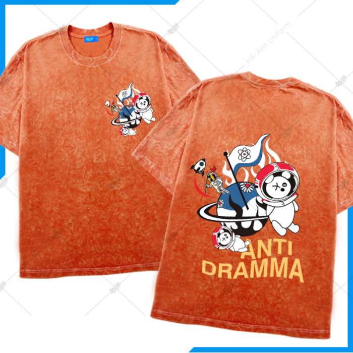 Mẫu Áo Wash Màu Cam Sao Đỏ Anti Drama – Ngông Collection