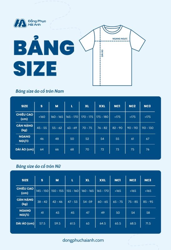 Bảng size áo polo đồng phục chi tiết, phù hợp nhiều vóc dáng nhân viên
