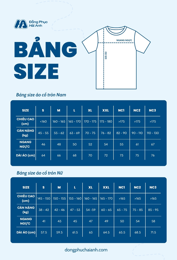 Bảng size chi tiết mẫu áo thun polo đồng phục màu kem cheese Rise Up