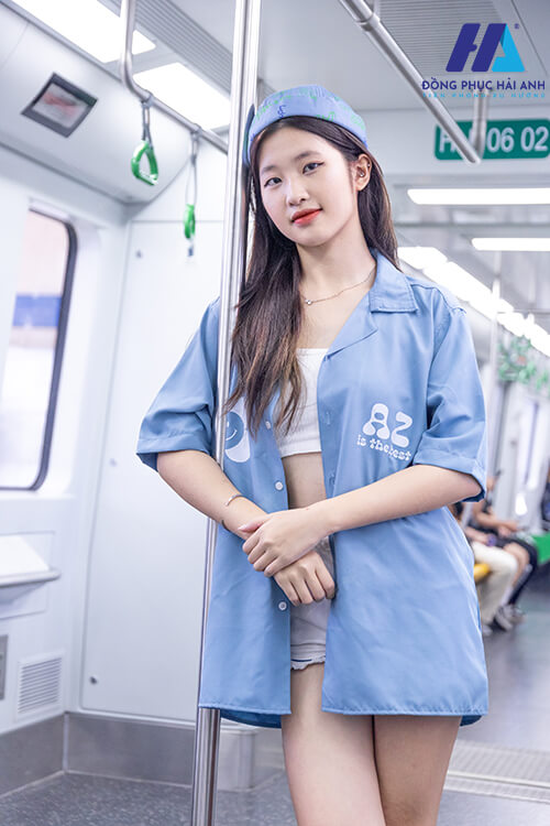 Mẫu Áo Lớp Sơ Mi Hadez Màu Xanh Lam (Hình 1)