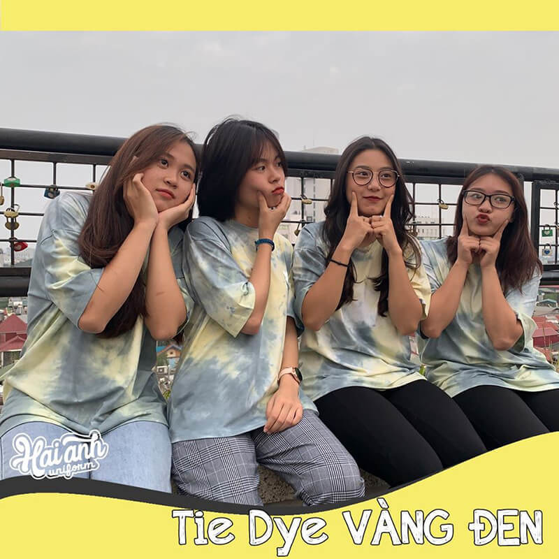 Mẫu áo lớp Tie dye đẹp Vàng Đen