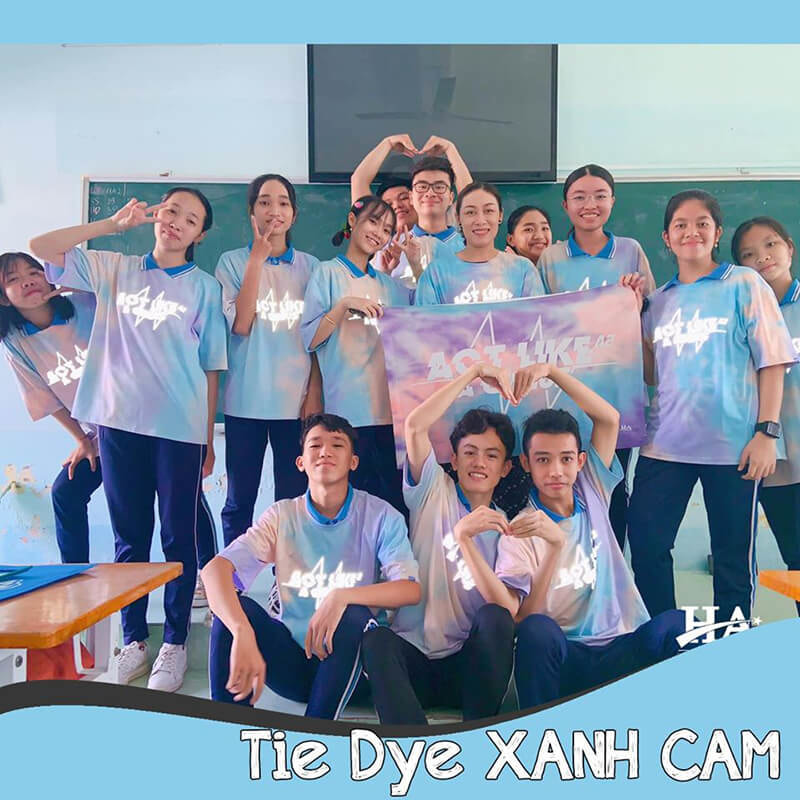 Mẫu áo lớp Tie dye đẹp Xanh Cam