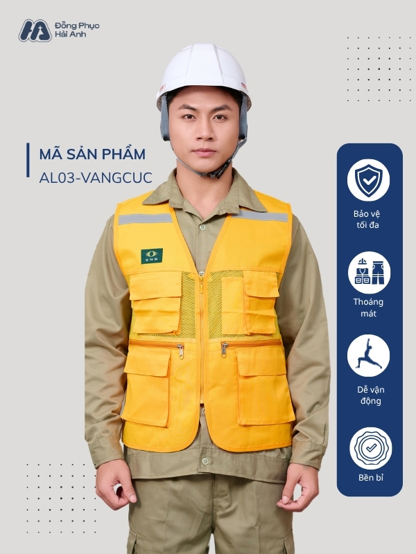 Áo lưới bảo hộ vàng cúc kiểu dáng đơn giản, ứng dụng đa ngành