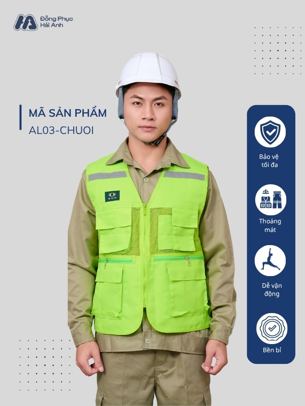 Áo lưới bảo hộ lao động mã 03 thoáng mát, tiện dụng, bền bỉ theo thời gian