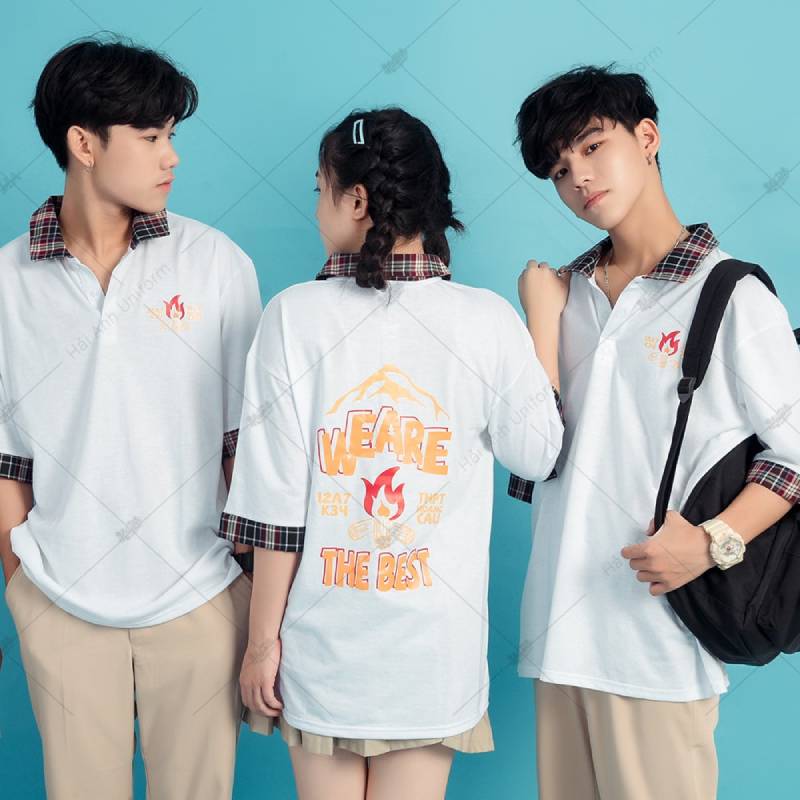 Áo lớp poka có cổ bẻ caro vừa thời trang