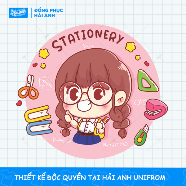 Mẫu Hình In Đáng Yêu Bé Gái Stationery
