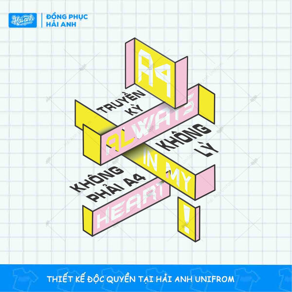 Mẫu hình in typographic A4 Always In My Heart phong cách