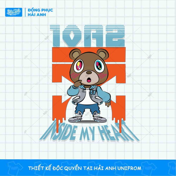 Mẫu hình in typographic hình gấu bear cá tính