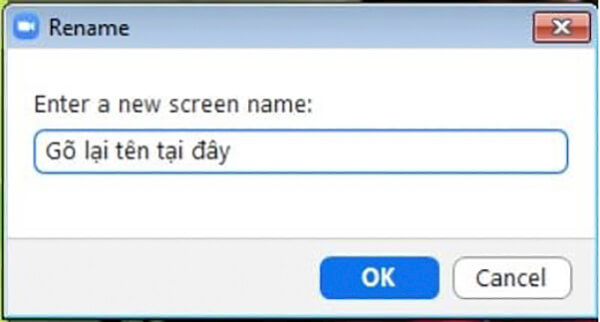 Nhập tên học sinh vào hộp thoại Rename