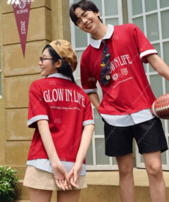 Mẫu Áo Đồng Phục Lớp Polo Oversize Fancy Màu Đỏ Đô - ảnh 2
