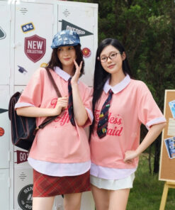 Mẫu Áo Đồng Phục Lớp Polo Oversize Fancy Màu Lòng Tôm - ảnh 3