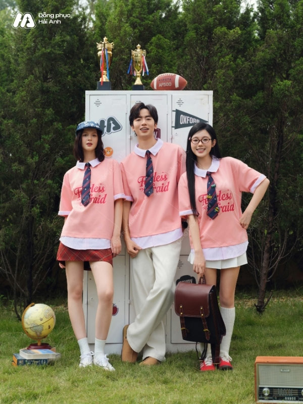 Mẫu Áo Đồng Phục Lớp Polo Oversize Fancy Màu Lòng Tôm - ảnh 2