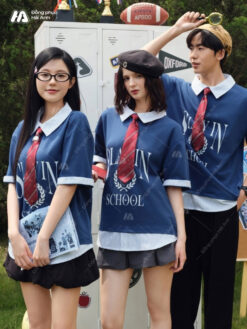 Mẫu Áo Đồng Phục Lớp Polo Oversize Fancy Màu Xanh Coban - ảnh 5