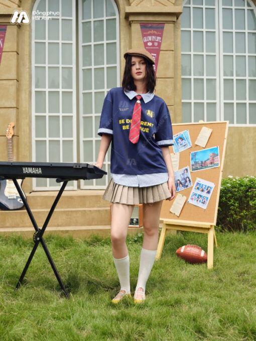 Mẫu Áo Đồng Phục Lớp Polo Oversize Fancy Màu Xanh Đen - ảnh 6