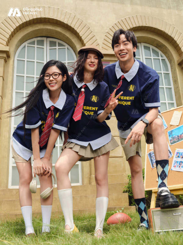 Mẫu Áo Đồng Phục Lớp Polo Oversize Fancy Màu Xanh Đen - ảnh 5