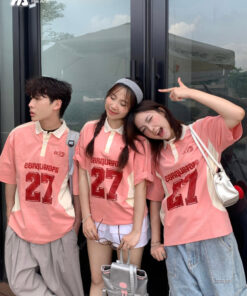 Mẫu Áo Đồng Phục Lớp Polo Oversize Game On Màu Lòng Tôm - ảnh 3