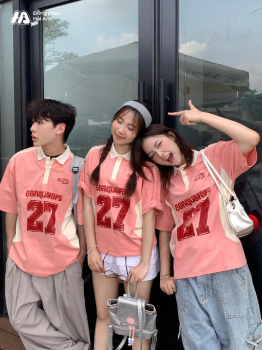 Mẫu Áo Đồng Phục Lớp Polo Oversize Game On Màu Lòng Tôm - ảnh 3