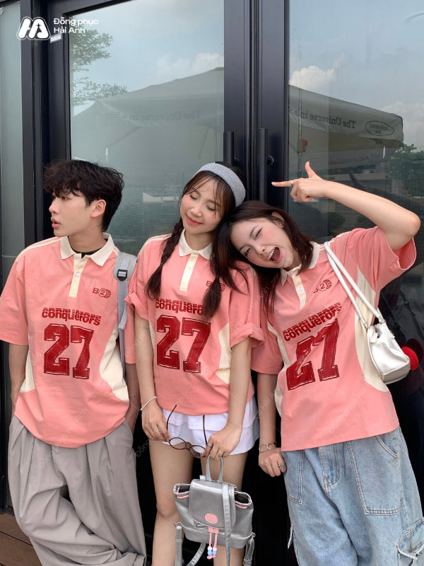 Mẫu Áo Đồng Phục Lớp Polo Oversize Game On Màu Lòng Tôm - ảnh 3