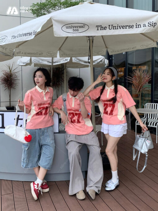 Mẫu Áo Đồng Phục Lớp Polo Oversize Game On Màu Lòng Tôm - ảnh 4