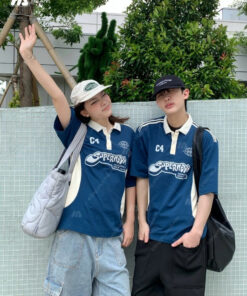 Mẫu Áo Đồng Phục Lớp Polo Oversize Game On Màu Xanh Coban