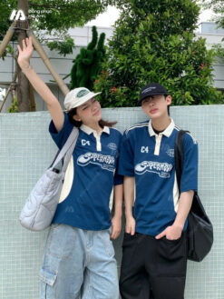 Mẫu Áo Đồng Phục Lớp Polo Oversize Game On Màu Xanh Coban