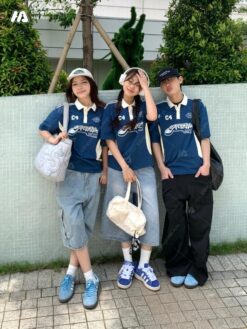Mẫu Áo Đồng Phục Lớp Polo Oversize Game On Màu Xanh Coban - ảnh 2