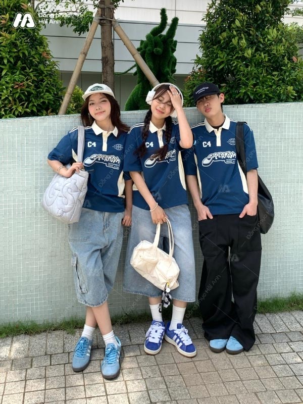 Mẫu Áo Đồng Phục Lớp Polo Oversize Game On Màu Xanh Coban - ảnh 2