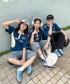 Mẫu Áo Đồng Phục Lớp Polo Oversize Game On Màu Xanh Coban - ảnh 3