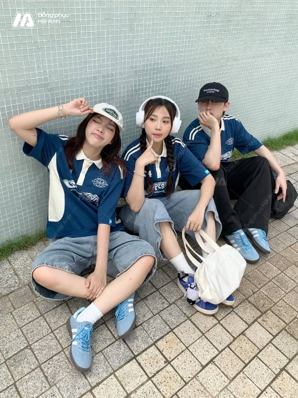 Mẫu Áo Đồng Phục Lớp Polo Oversize Game On Màu Xanh Coban - ảnh 3