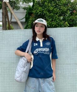 Mẫu Áo Đồng Phục Lớp Polo Oversize Game On Màu Xanh Coban - ảnh 4