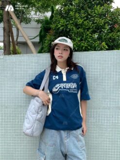 Mẫu Áo Đồng Phục Lớp Polo Oversize Game On Màu Xanh Coban - ảnh 4