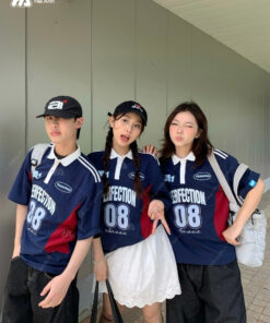 Mẫu Áo Đồng Phục Lớp Polo Oversize Game On Màu Xanh Đen Phối Đỏ - ảnh 3