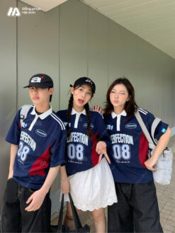 Mẫu Áo Đồng Phục Lớp Polo Oversize Game On Màu Xanh Đen Phối Đỏ - ảnh 3