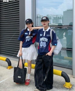 Mẫu Áo Đồng Phục Lớp Polo Oversize Game On Màu Xanh Đen Phối Đỏ - ảnh 4