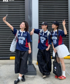 Mẫu Áo Đồng Phục Lớp Polo Oversize Game On Màu Xanh Đen Phối Đỏ - ảnh 5